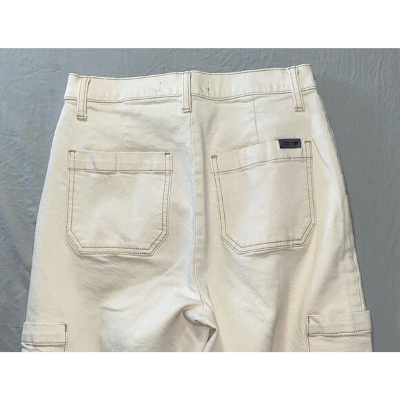Joe's Jeans Ecru Cargo Wide Leg Denim Pants. Brown Specked Ivory, Women's 27 GUC - Picture 9 of 9